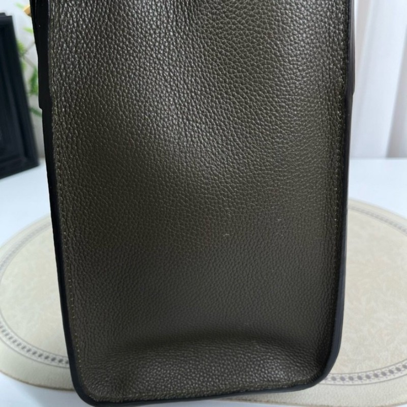 LV路易威登 City Steamer系列黑拼軍綠色牛皮手提單肩斜挎包 容量超級大 外出日常都適合-11