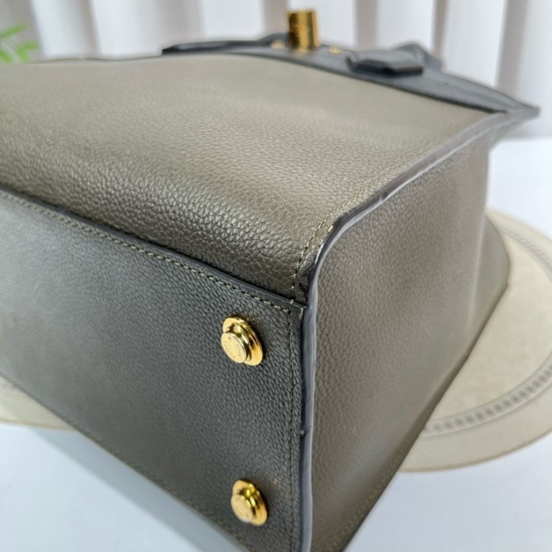 LV路易威登 City Steamer系列黑拼軍綠色牛皮手提單肩斜挎包 容量超級大 外出日常都適合-12