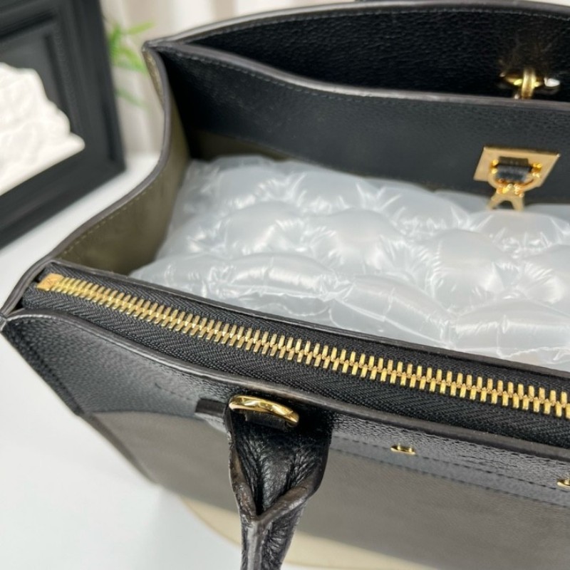 LV路易威登 City Steamer系列黑拼軍綠色牛皮手提單肩斜挎包 容量超級大 外出日常都適合-20