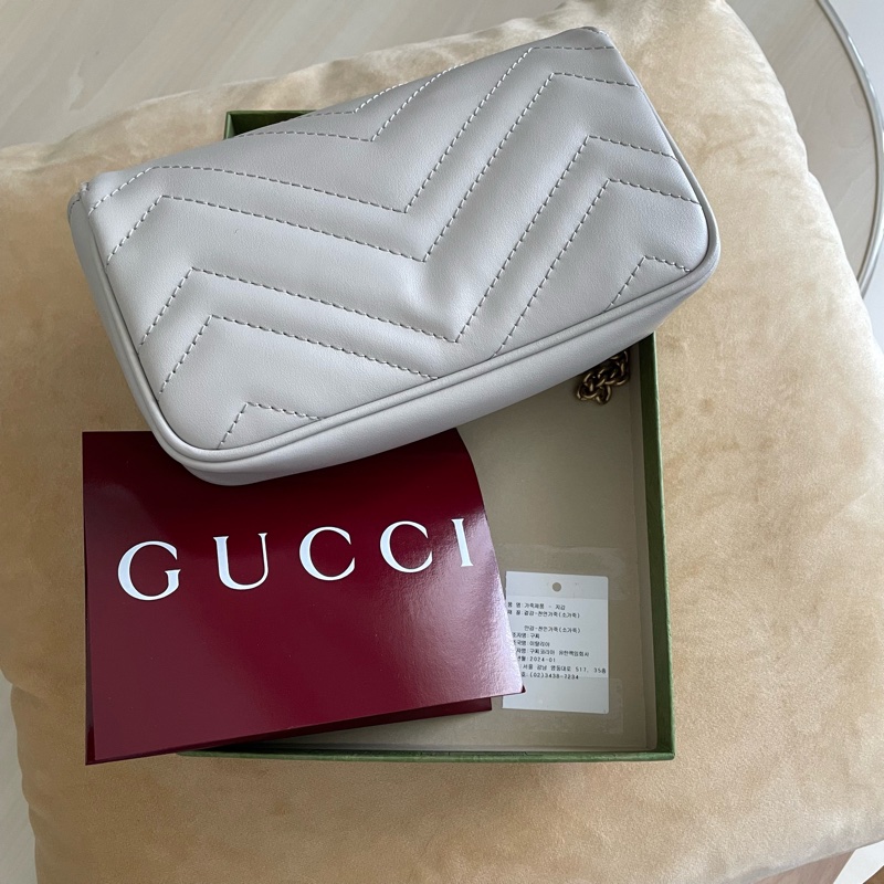 Gucci marmont 淺灰色迷你袋-1