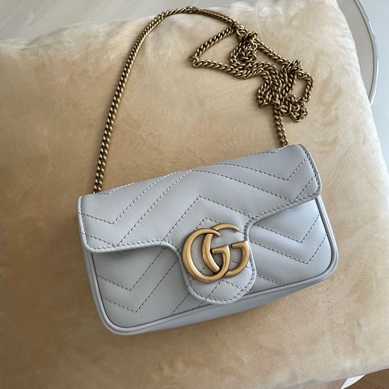 Gucci marmont 淺灰色迷你袋-3