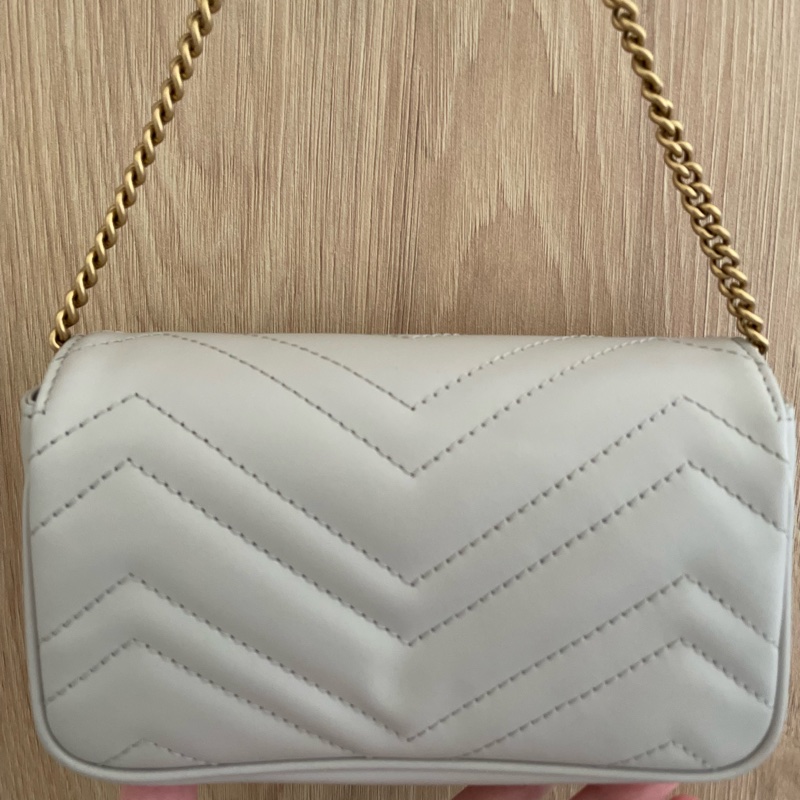 Gucci marmont 淺灰色迷你袋-6