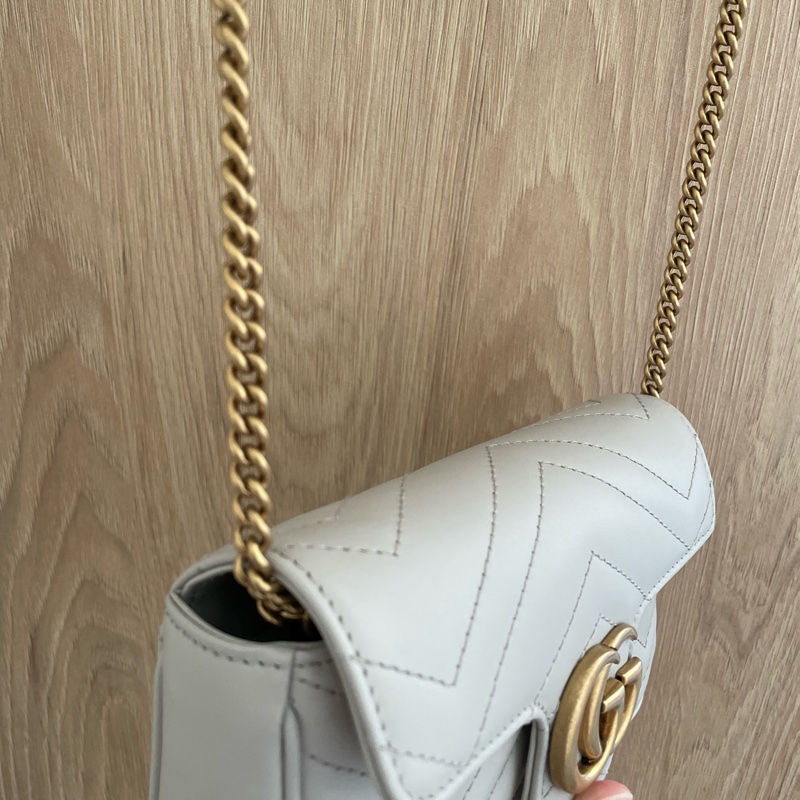 Gucci marmont 淺灰色迷你袋-9