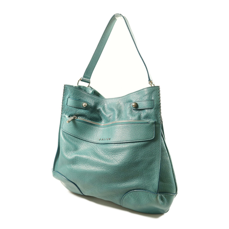CELINE 牛皮皮革Shoulder Bag銀扣手挽肩背兩用袋-2