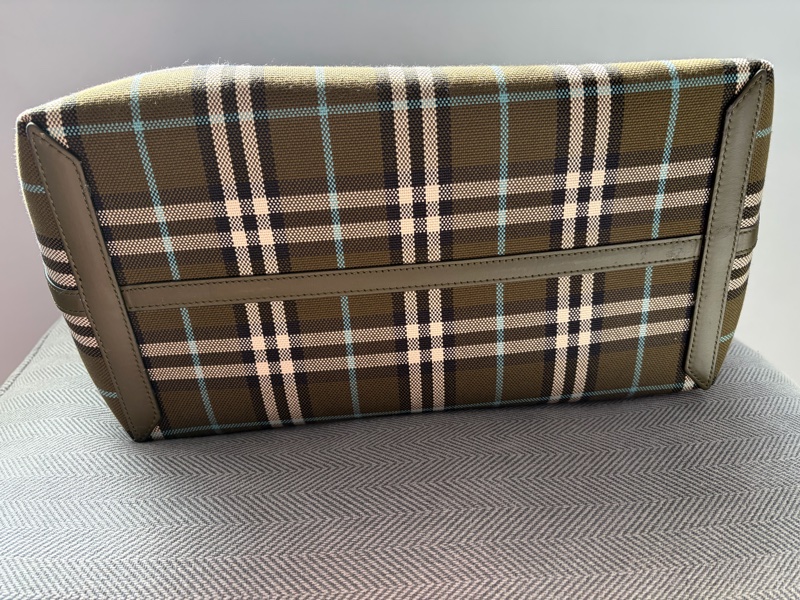 Burberry tote bag 深綠色格紋托特包 大 （可筆電包/上班通勤包/上學包/媽媽包）-3