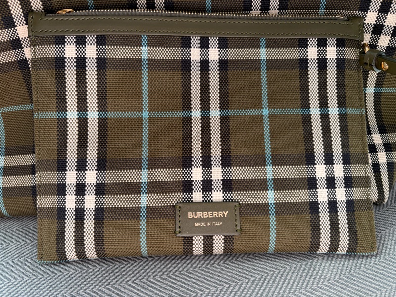 Burberry tote bag 深綠色格紋托特包 大 （可筆電包/上班通勤包/上學包/媽媽包）-9