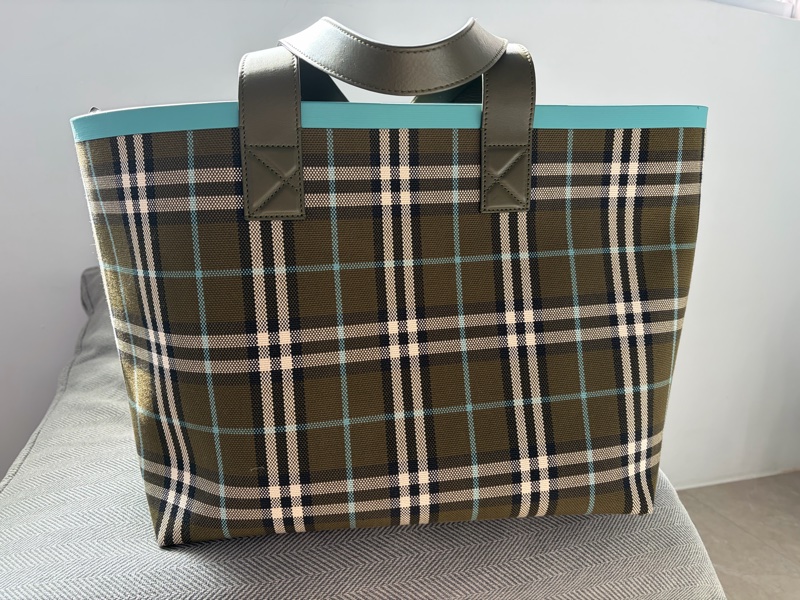 Burberry tote bag 深綠色格紋托特包 大 （可筆電包/上班通勤包/上學包/媽媽包）-10