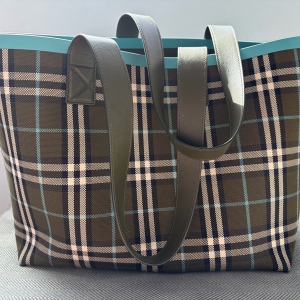 Burberry tote bag 深綠色格紋托特包 大 （可筆電包/上班通勤包/上學包/媽媽包）-31