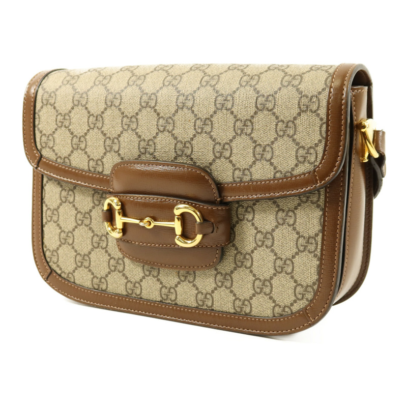 GUCCI 塗層帆布Horsebit 1955 Medium金扣肩背袋-2