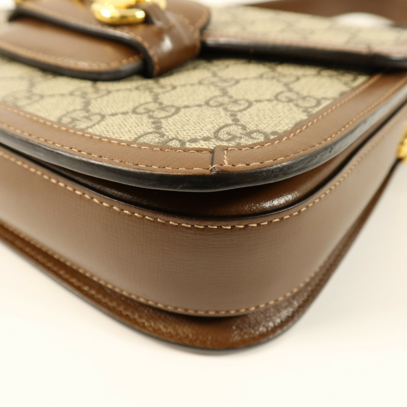 GUCCI 塗層帆布Horsebit 1955 Medium金扣肩背袋-6