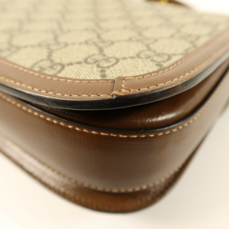 GUCCI 塗層帆布Horsebit 1955 Medium金扣肩背袋-8