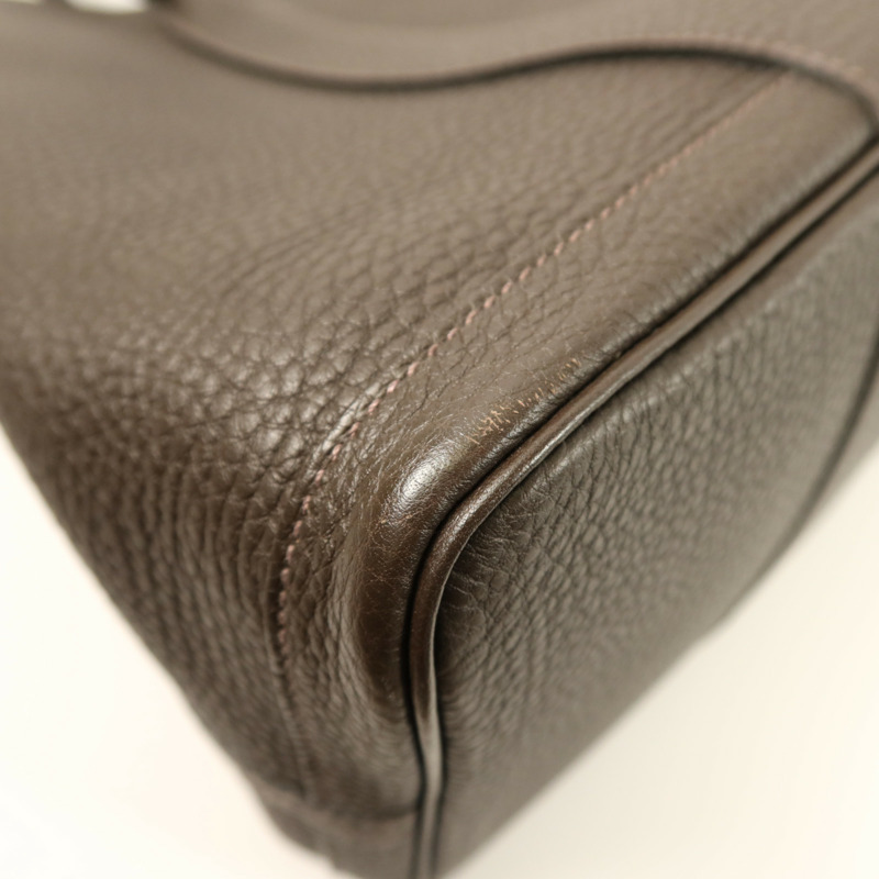 HERMES Negonda皮革Garden Party PM銀扣手挽袋 Chocolat-9