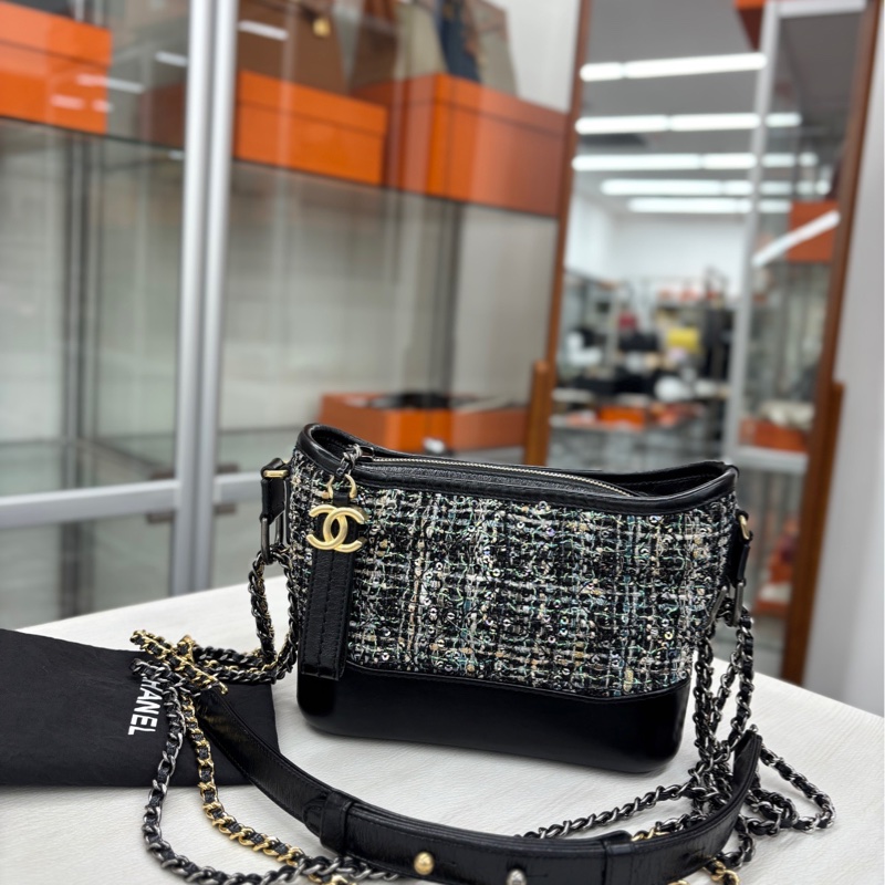 【98🆕】Chanel 黑綠藍毛呢 小號流浪包 單肩包-0