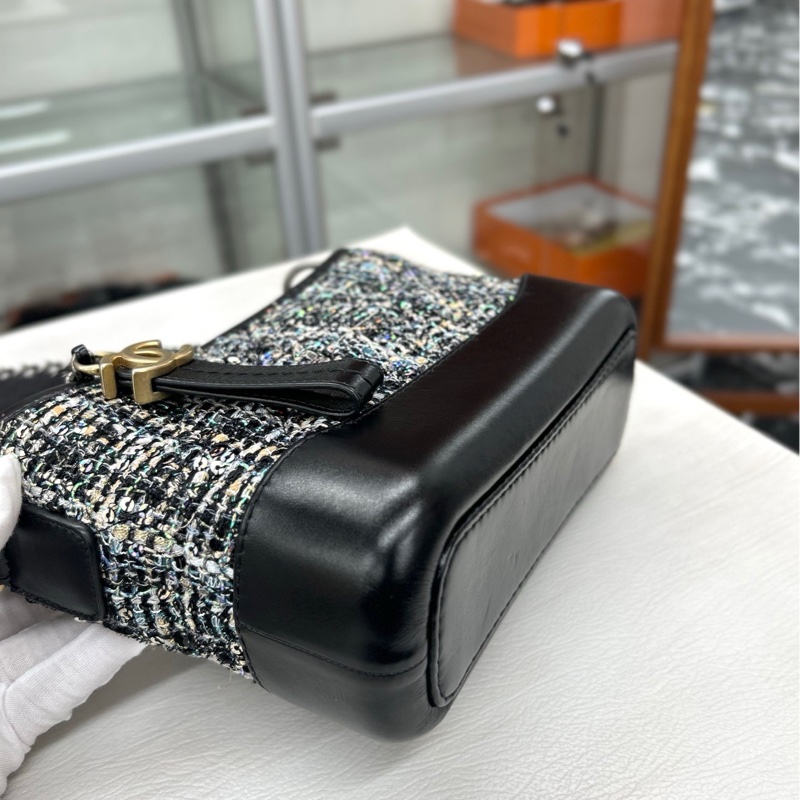 【98🆕】Chanel 黑綠藍毛呢 小號流浪包 單肩包-5