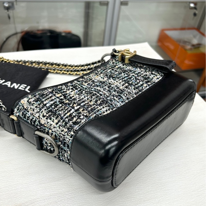 【98🆕】Chanel 黑綠藍毛呢 小號流浪包 單肩包-6