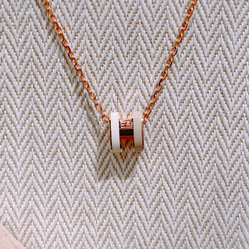 TW4744 Hermes 愛馬仕 迷你Pop H 奶茶色拼白色 頸鏈Mini Pop H Earrings Marron Glacé / Blanc x RGHW-1