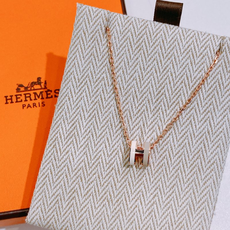 TW4744 Hermes 愛馬仕 迷你Pop H 奶茶色拼白色 頸鏈Mini Pop H Earrings Marron Glacé / Blanc x RGHW-6