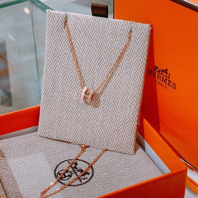 TW4744 Hermes 愛馬仕 迷你Pop H 奶茶色拼白色 頸鏈Mini Pop H Earrings Marron Glacé / Blanc x RGHW-7