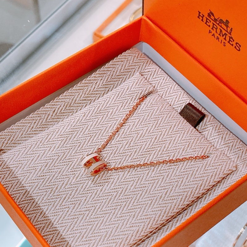 TW4744 Hermes 愛馬仕 迷你Pop H 奶茶色拼白色 頸鏈Mini Pop H Earrings Marron Glacé / Blanc x RGHW-9