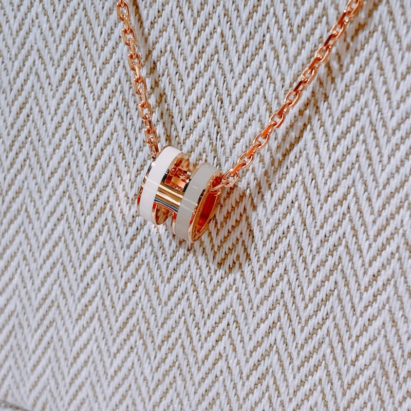 TW4744 Hermes 愛馬仕 迷你Pop H 奶茶色拼白色 頸鏈Mini Pop H Earrings Marron Glacé / Blanc x RGHW-12