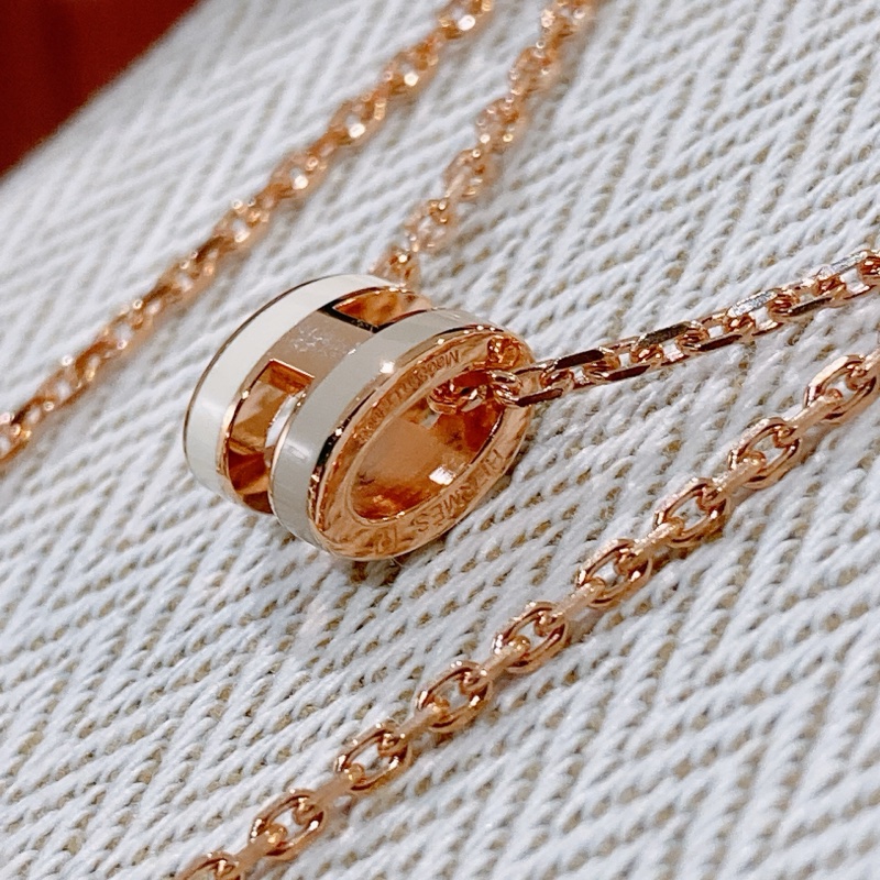 TW4744 Hermes 愛馬仕 迷你Pop H 奶茶色拼白色 頸鏈Mini Pop H Earrings Marron Glacé / Blanc x RGHW-15