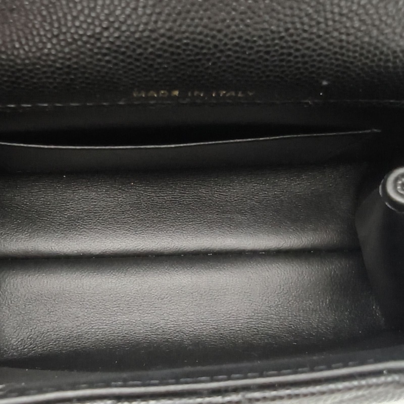 CHANEL 黑色荔枝牛皮淺金扣25S手柄牛奶盒子包肩背包-5