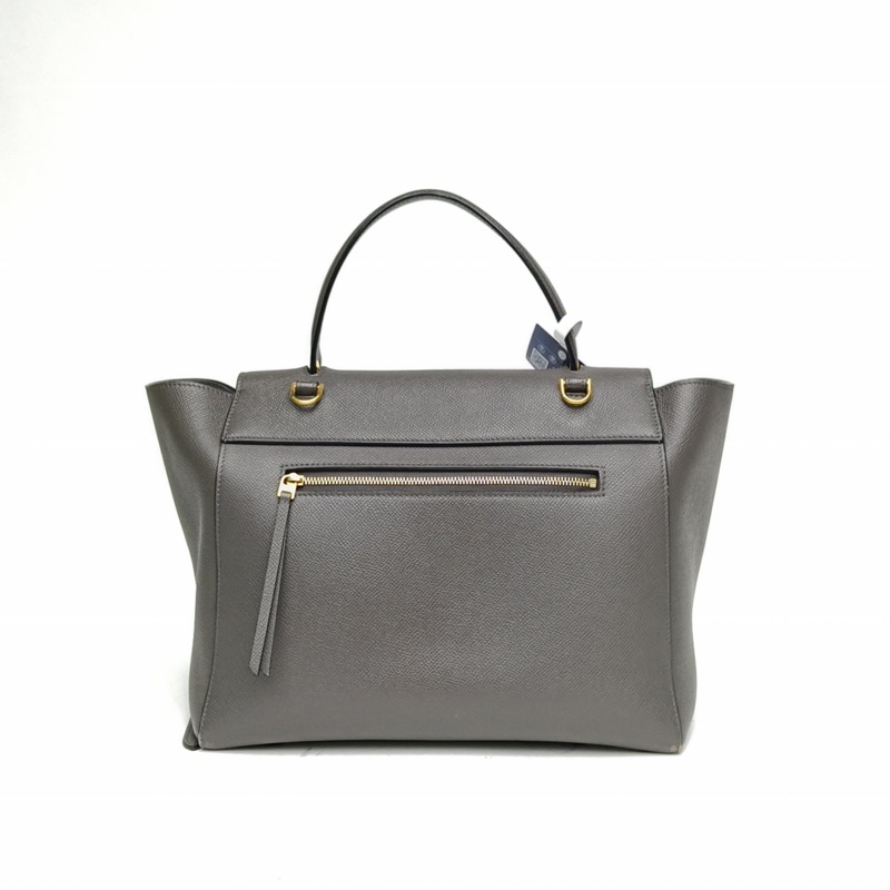 CELINE Belt鯰魚包Mini28灰色牛皮金扣肩背包-2