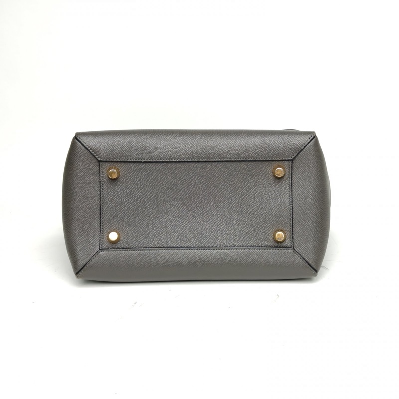 CELINE Belt鯰魚包Mini28灰色牛皮金扣肩背包-3