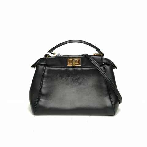 FENDI PEEKABOOMini23cm黑色牛皮金扣肩背包