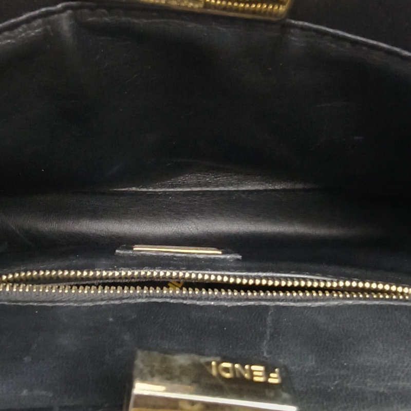 FENDI PEEKABOOMini23cm黑色牛皮金扣肩背包-5