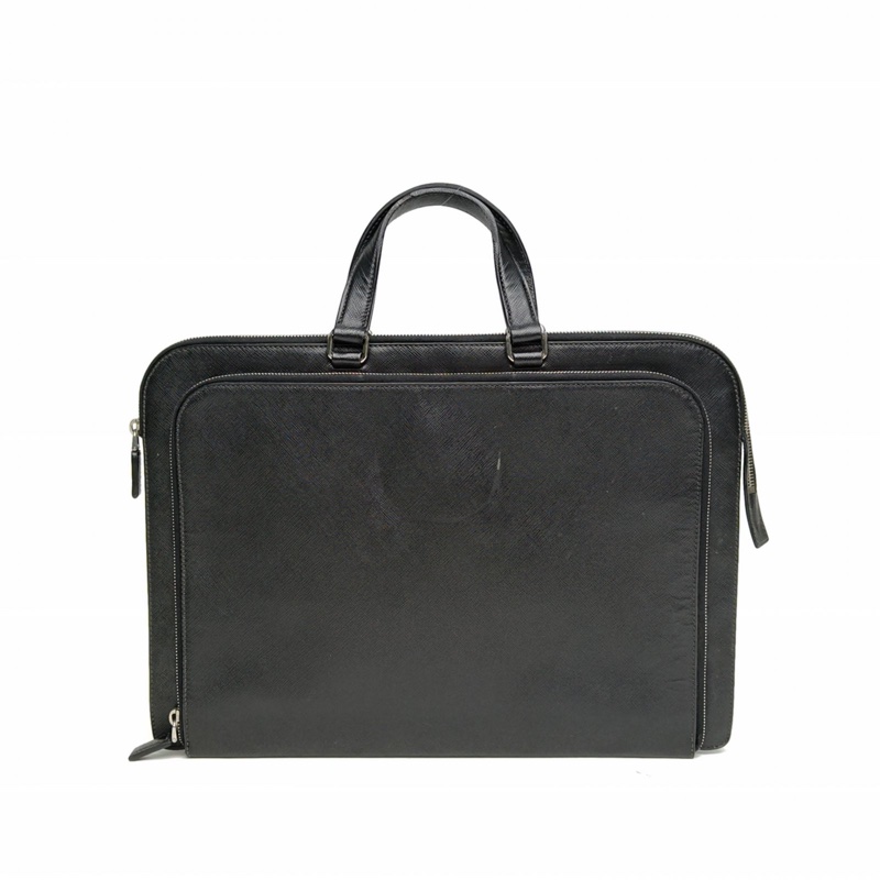 PRADA 黑色牛皮手提公事包-2