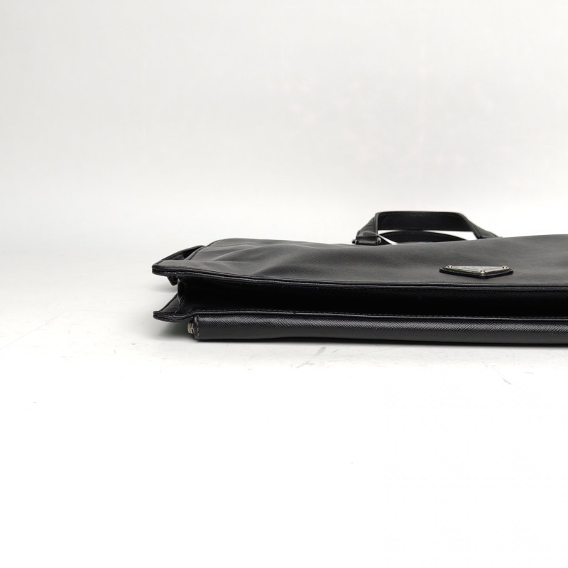 PRADA 黑色牛皮手提公事包-3