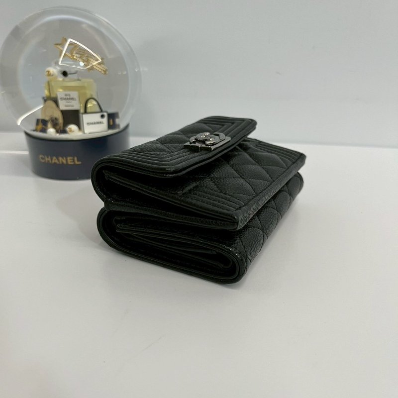 Chanel Boy 三摺短夾 黑銀-2