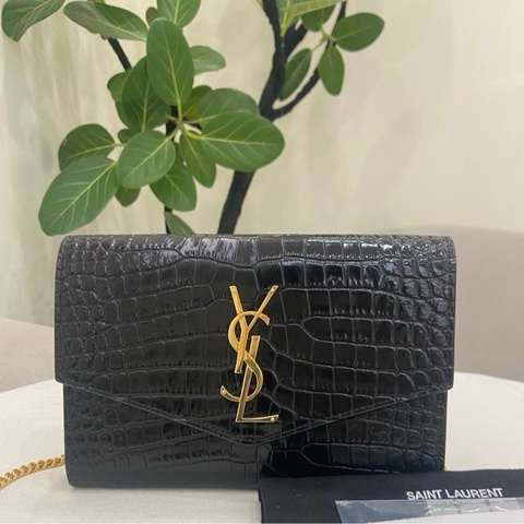 99新 YSL 聖羅蘭黑金woc信封包