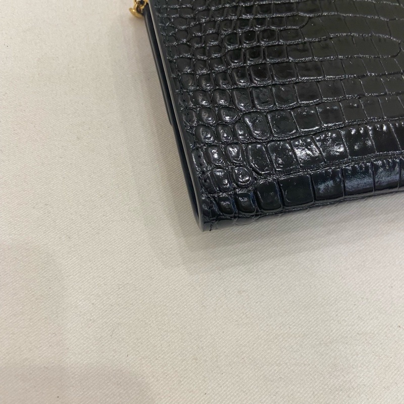 99新 YSL 聖羅蘭黑金woc信封包-5