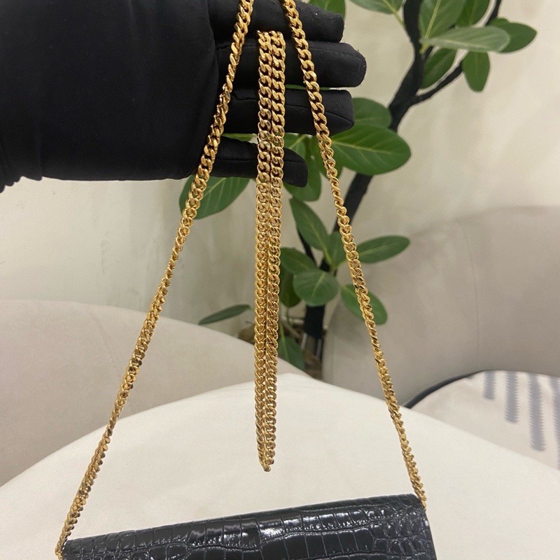 99新 YSL 聖羅蘭黑金woc信封包-7