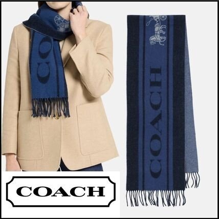 Coach 藍色馬車羊毛圍巾 CM104-4