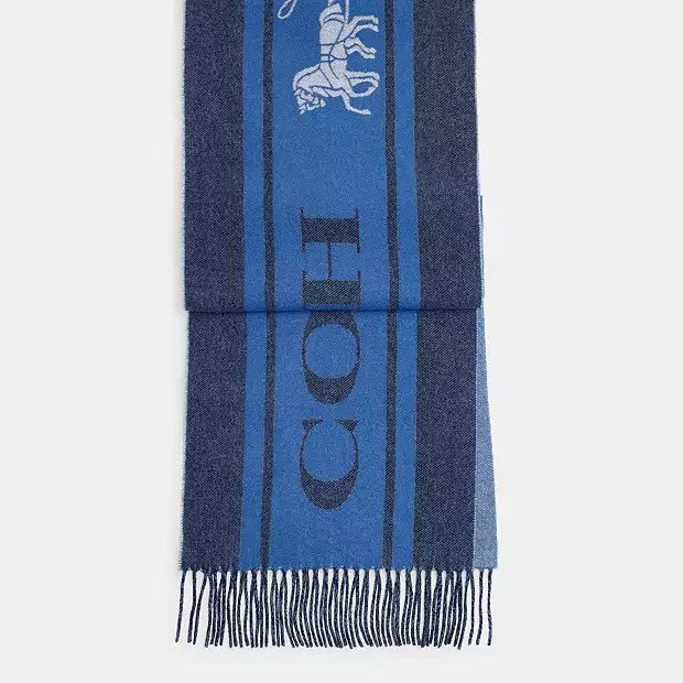 Coach 藍色馬車羊毛圍巾 CM104-5