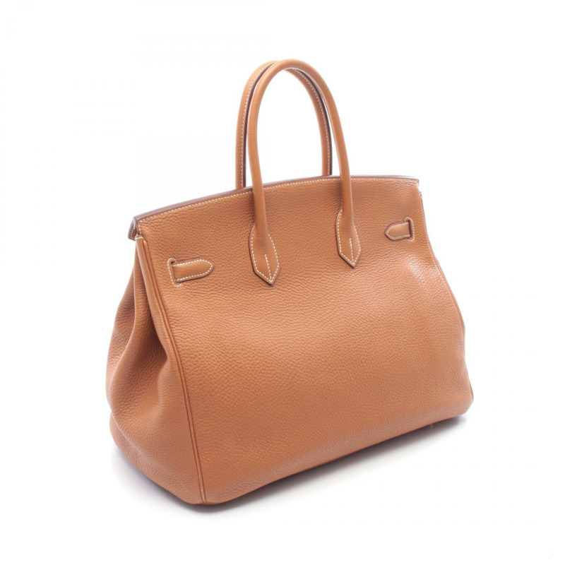 愛馬仕 Birkin 35 手提包 027634CC Clemence 皮革 棕色 金色 二手 女士 J GHW-1
