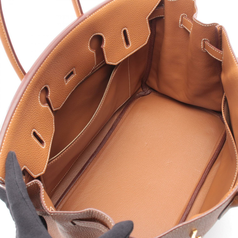 愛馬仕 Birkin 35 手提包 027634CC Clemence 皮革 棕色 金色 二手 女士 J GHW-2