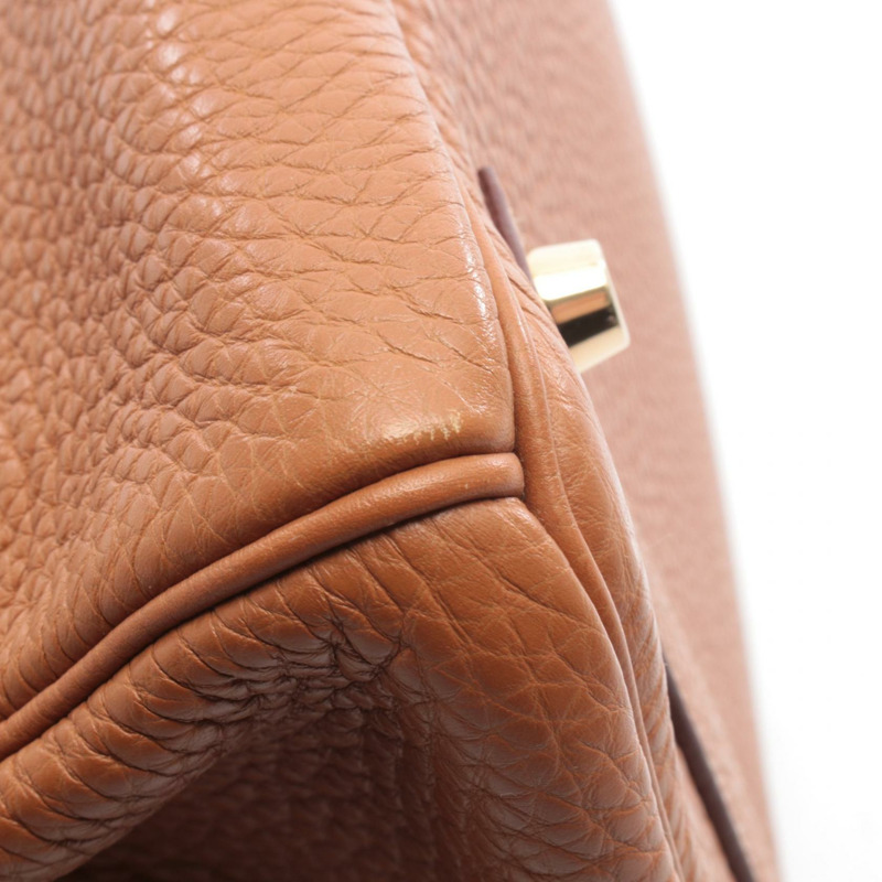 愛馬仕 Birkin 35 手提包 027634CC Clemence 皮革 棕色 金色 二手 女士 J GHW-6