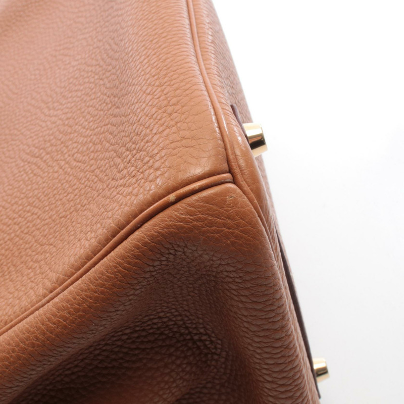 愛馬仕 Birkin 35 手提包 027634CC Clemence 皮革 棕色 金色 二手 女士 J GHW-8