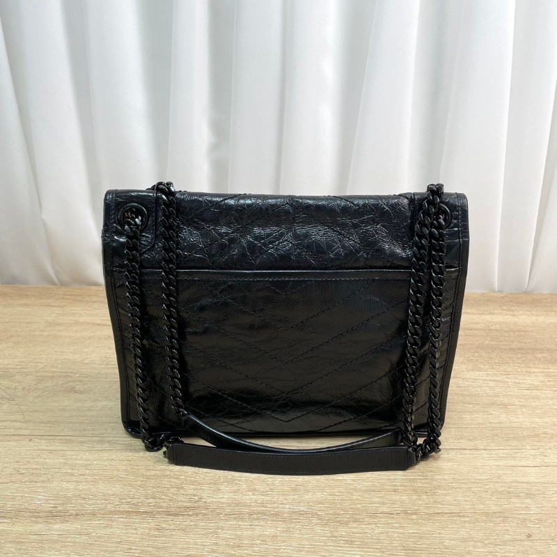 專櫃價3.8折！YSL  聖羅蘭niki 黑色油蠟皮材質 柔軟易打理 自重超級輕  十分耐造 多種背法-1