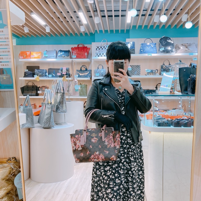 MS0585 COACH 花花花紋兩用肩帶包包LEAH TOTE FLOWER PRINT CANVAS-1