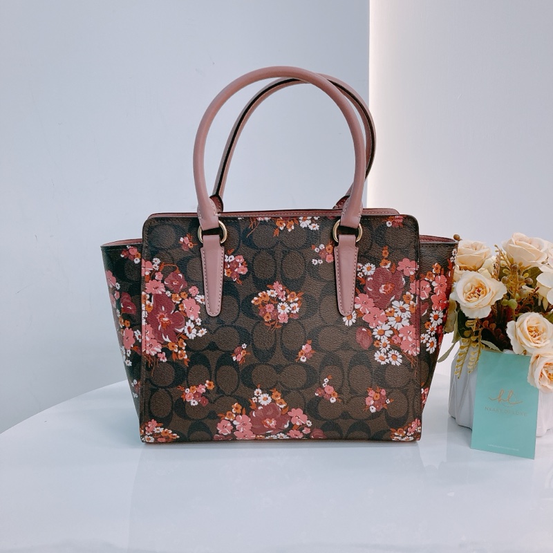 MS0585 COACH 花花花紋兩用肩帶包包LEAH TOTE FLOWER PRINT CANVAS-2