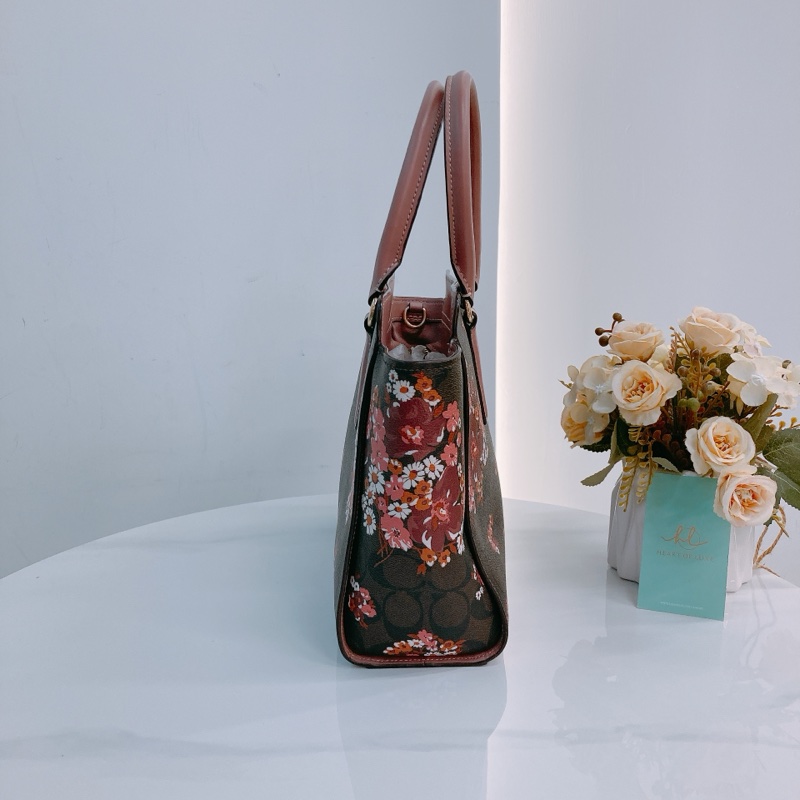 MS0585 COACH 花花花紋兩用肩帶包包LEAH TOTE FLOWER PRINT CANVAS-3