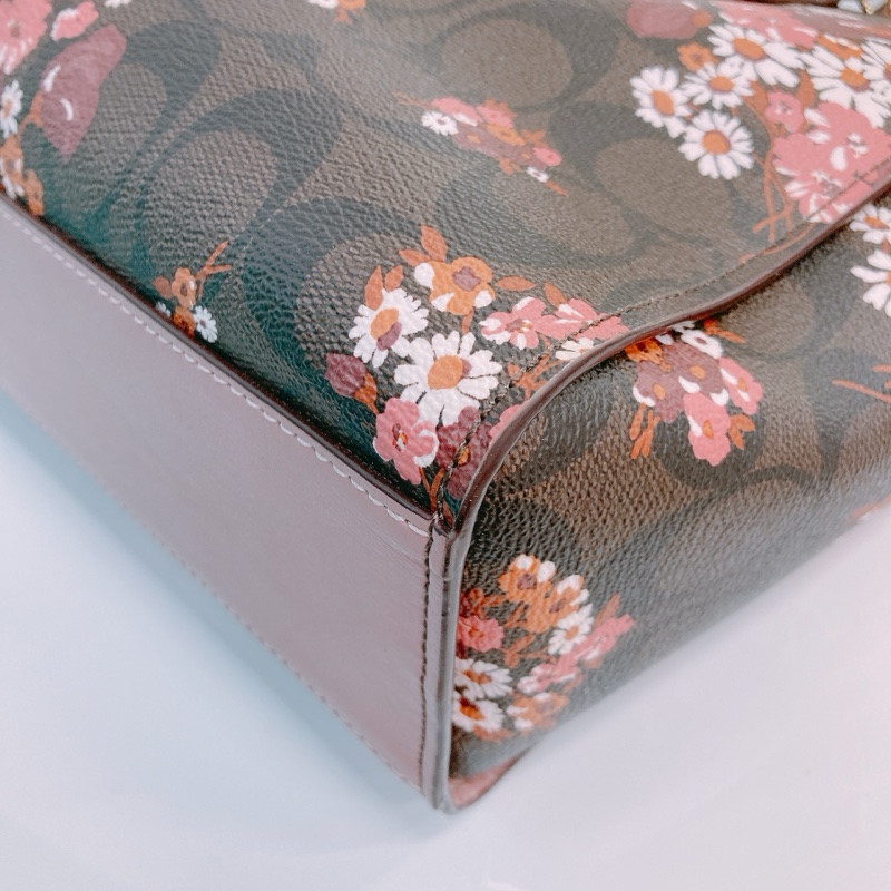 MS0585 COACH 花花花紋兩用肩帶包包LEAH TOTE FLOWER PRINT CANVAS-7