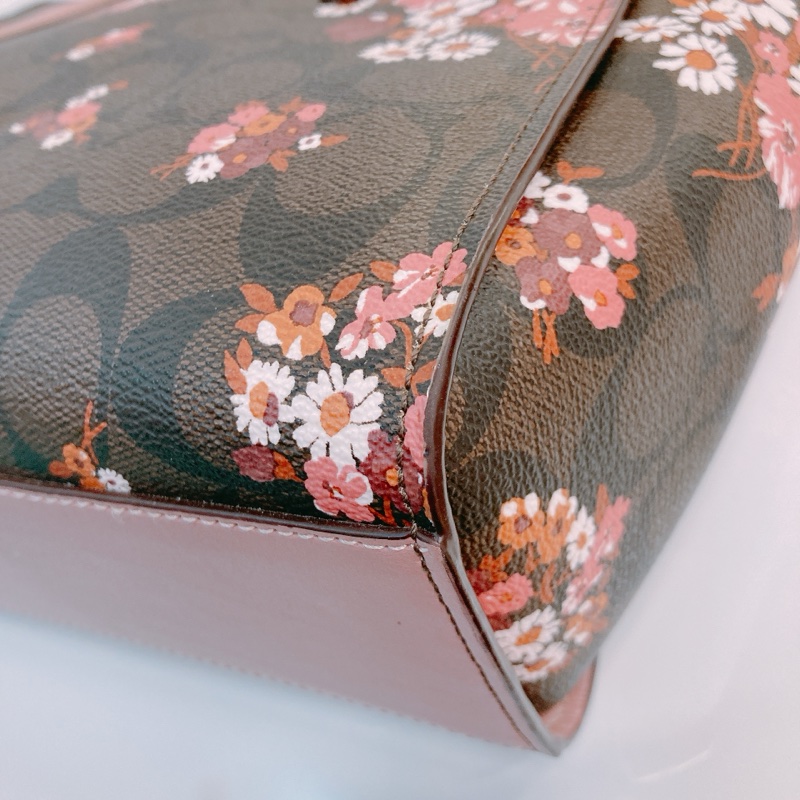 MS0585 COACH 花花花紋兩用肩帶包包LEAH TOTE FLOWER PRINT CANVAS-9