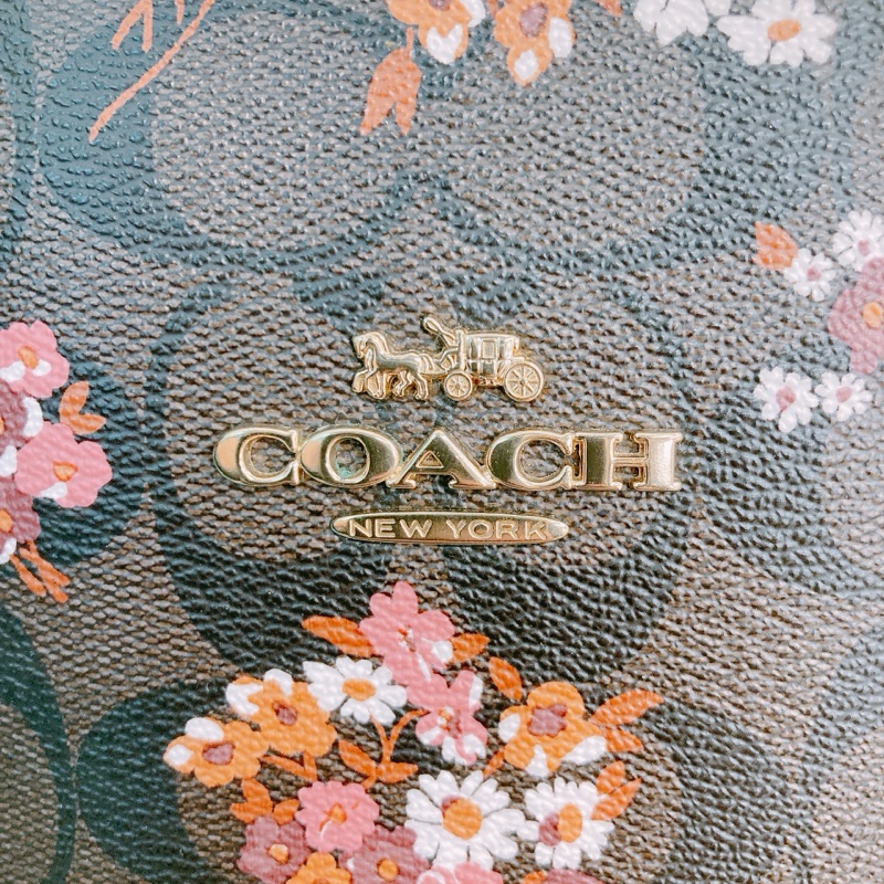 MS0585 COACH 花花花紋兩用肩帶包包LEAH TOTE FLOWER PRINT CANVAS-16