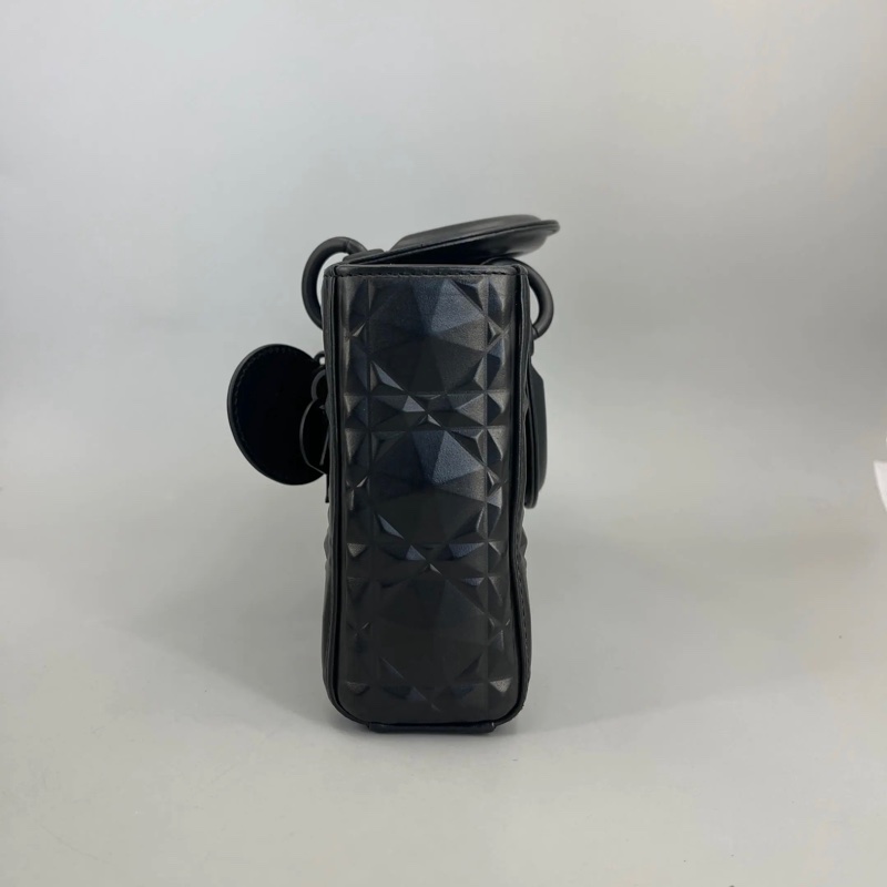 Dior戴妃横版黑色牛皮鑽石藤格紋 26*13·5*5-1